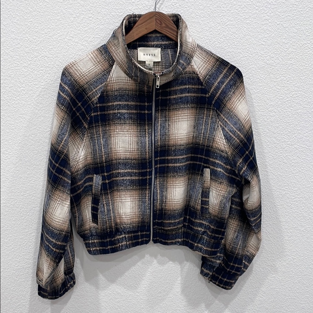 HYFVE Bomber Jacket Blue and Cream Plaid